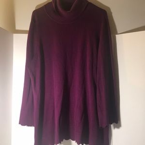 Isaac Mizrah Live sweater size 1x long scallop sleeves turtleneck scallo…